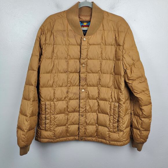 Eddie Bauer Original 1957 Down Super Sweater Mens Large Tan Quilted Jacket FLAWS - Picture 1 of 12